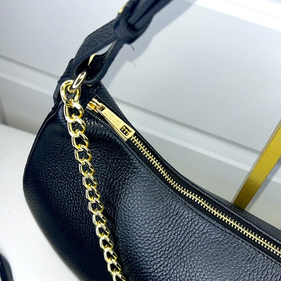 Tuscany Leather Handmade in Italy, Black and Gold Satchel with Dust Bag & COA - Picture 5 of 17